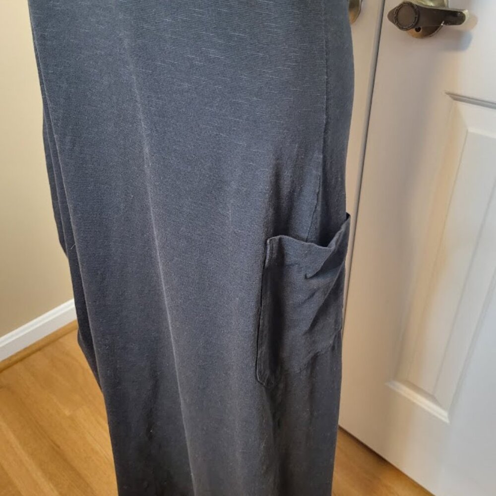 Toad&Co Black Muse Ruched Side Pocket Midi Dress | Size Large - Picture 2 of 6